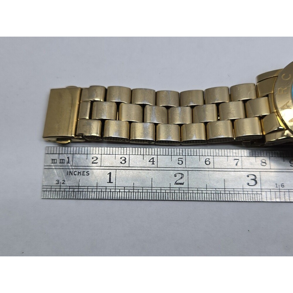 Marc Jacobs Amy Aqua Blue Gold Tone Womens 36mm Dress Watch Classic New Battery - Picture 10 of 14